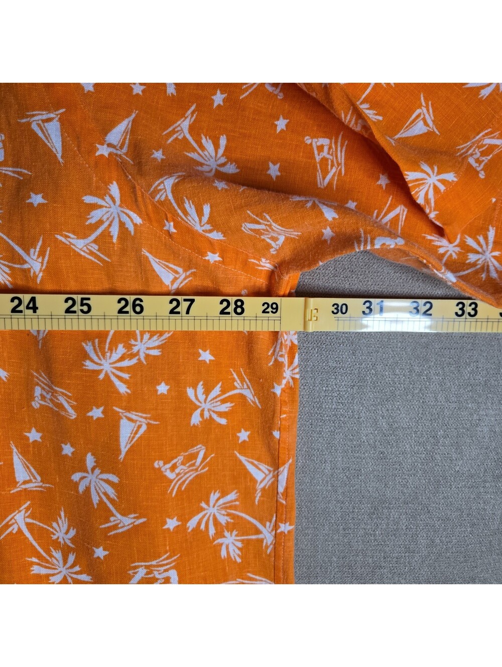 Ralph Lauren Shirt Men 2XLT Linen Orange Floral Camp Hawaiian Half Button Down - Picture 5 of 6